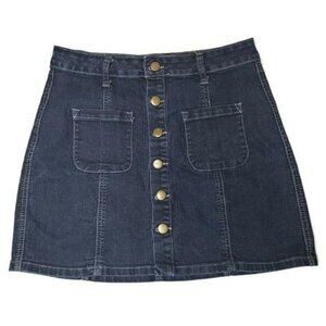 Rebel By Right Denim Mini Skirt With Pockets & Button Front summer fall spring S
